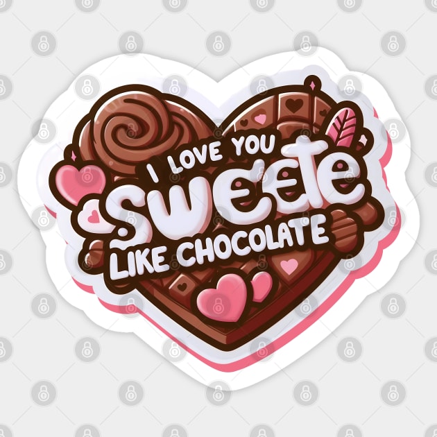 Happy Valentine's Day With Sweet Chocolate Heart - T-shirt for Couples Sticker by Nine Tailed Cat